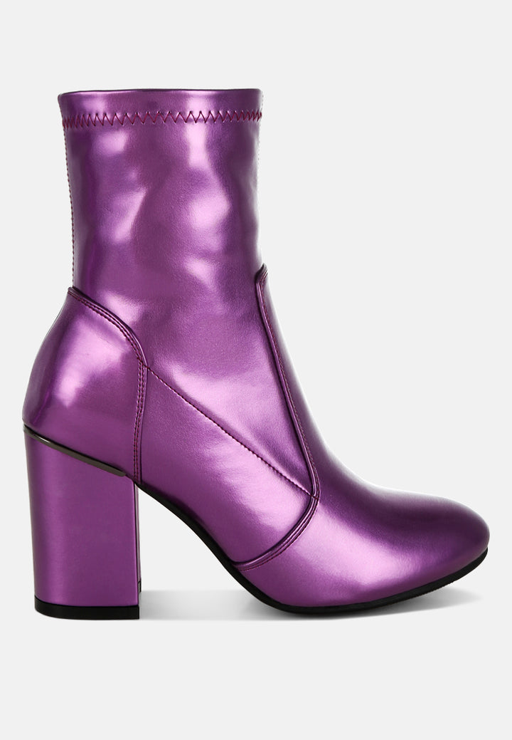 rag & co women metallic pleather sock boots#color_purple