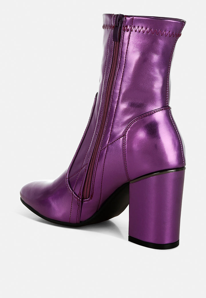 rag & co women metallic pleather sock boots#color_purple
