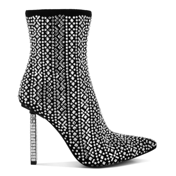 patterned rhinestones detail stiletto boots#color_black