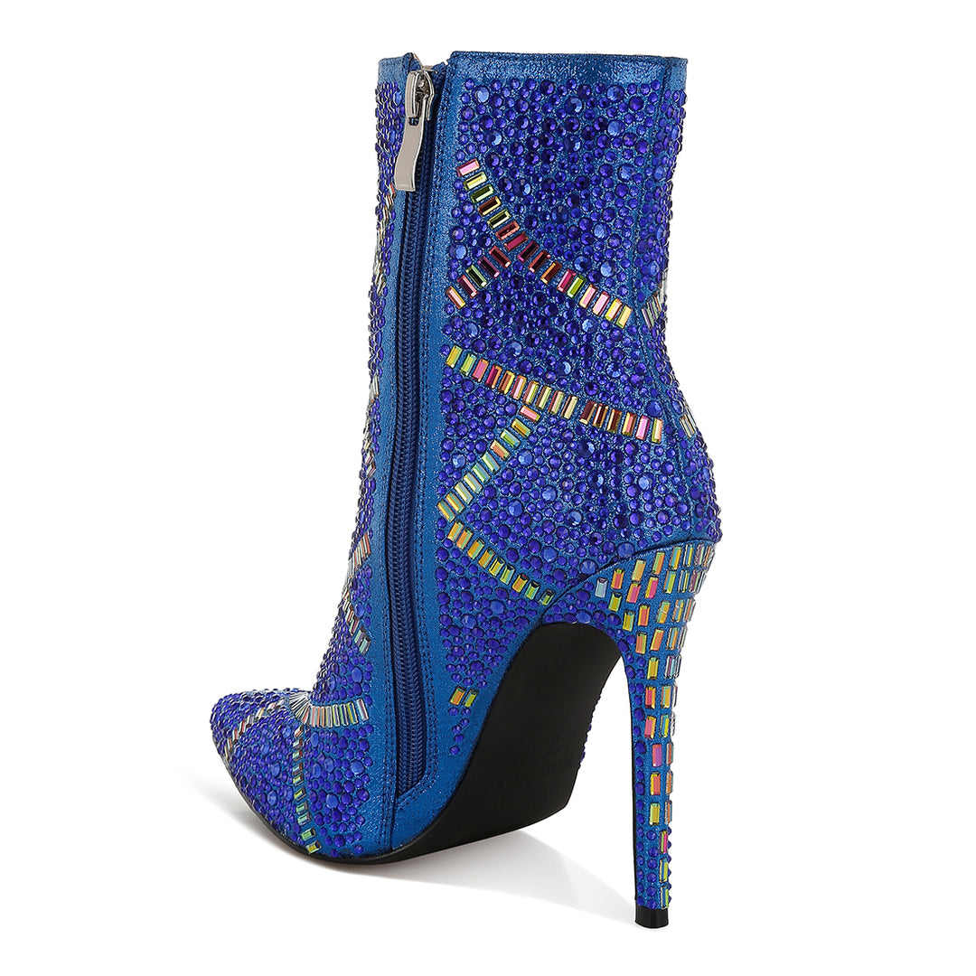 rhinestones embellished stiletto boots#color_blue