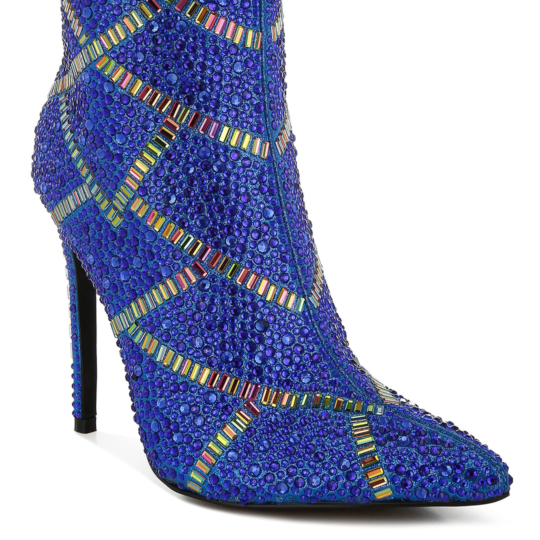 rhinestones embellished stiletto boots#color_blue