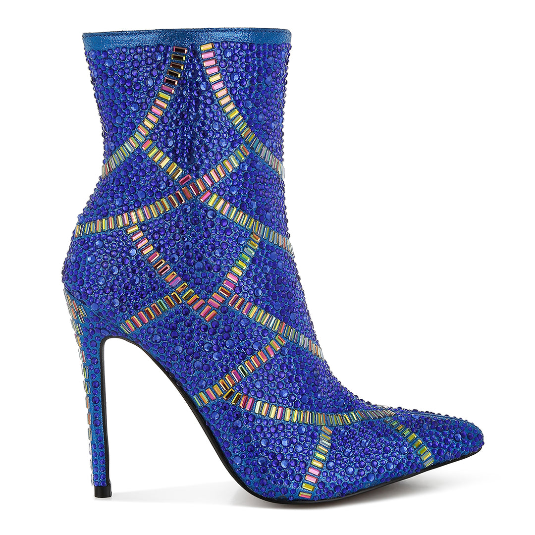 rhinestones embellished stiletto boots#color_blue