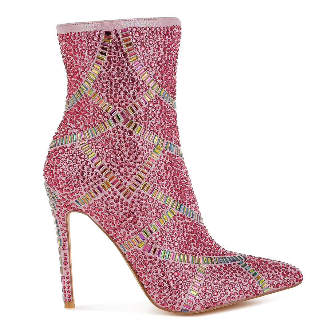 rhinestones embellished stiletto boots#color_fuchsia