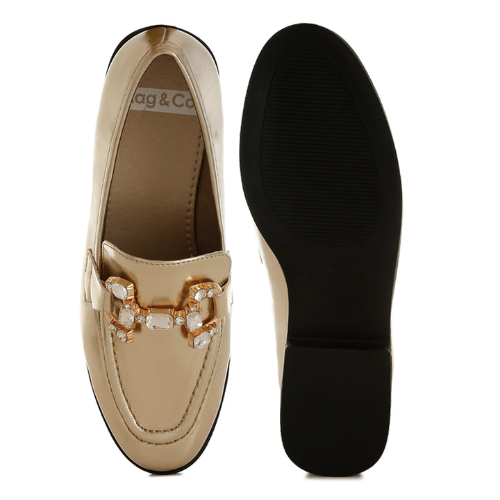 diamante horsebit metallic loafers
#color_gold