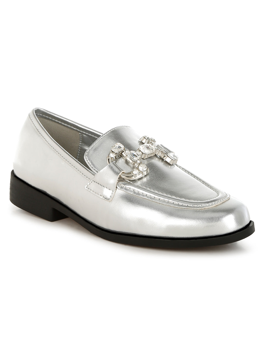 diamante horsebit metallic loafers
#color_silver