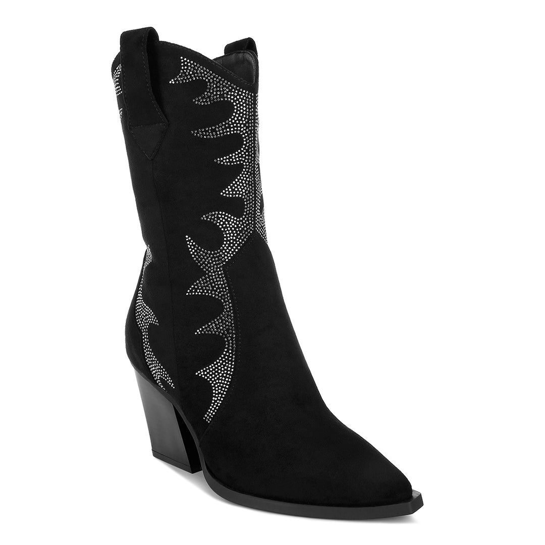 embellished rhinestones calf boots#color_black