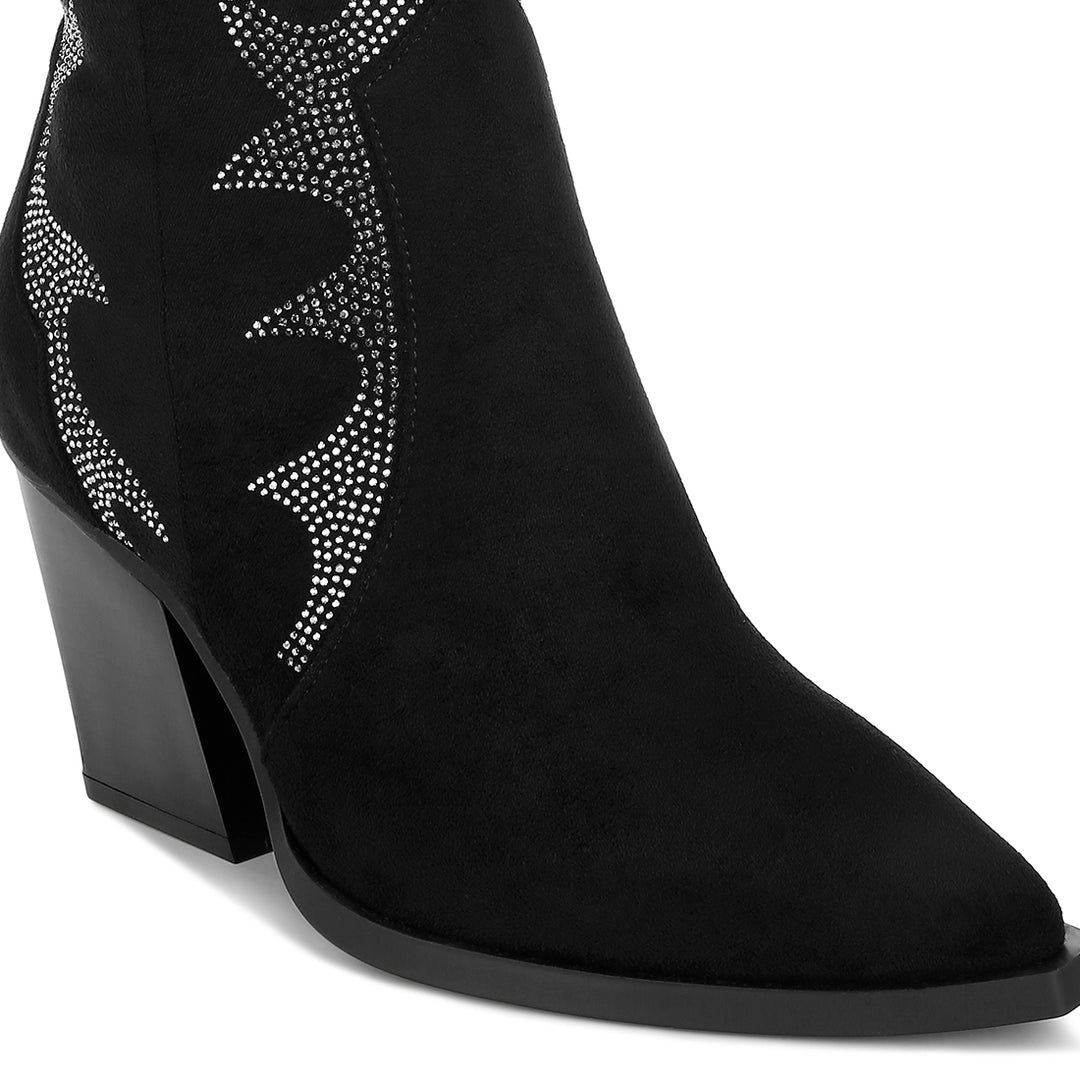 embellished rhinestones calf boots#color_black