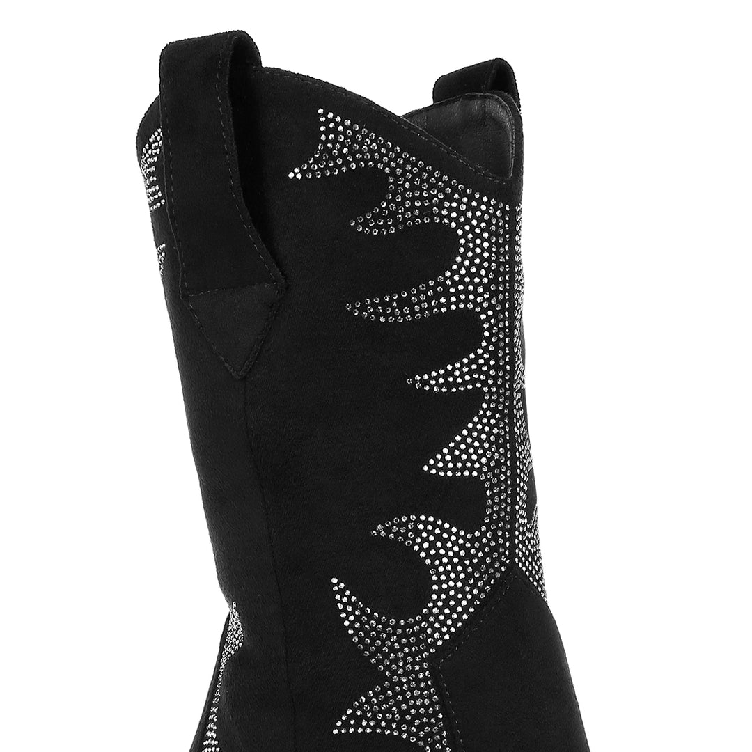 embellished rhinestones calf boots#color_black