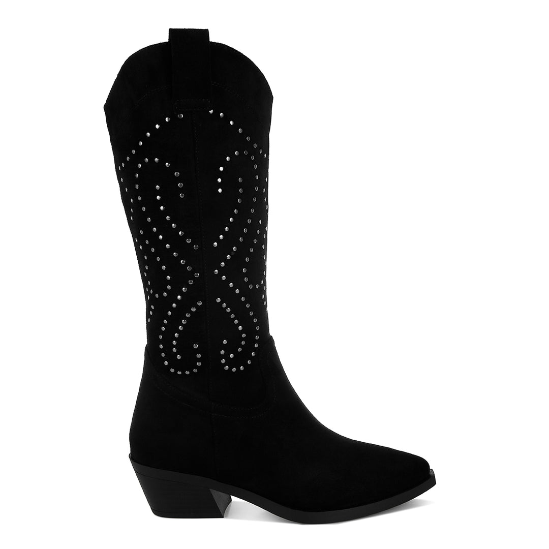 studs embellished cowboy boots#color_black