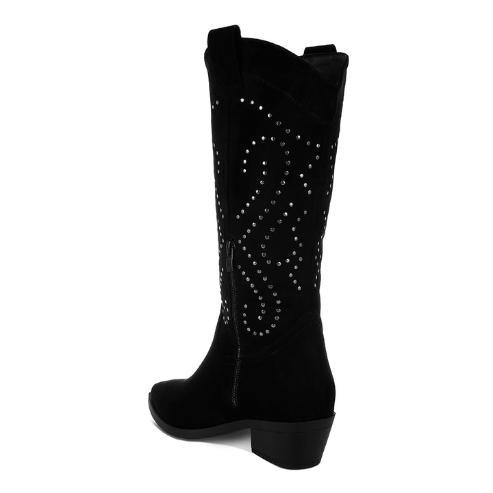 studs embellished cowboy boots#color_black