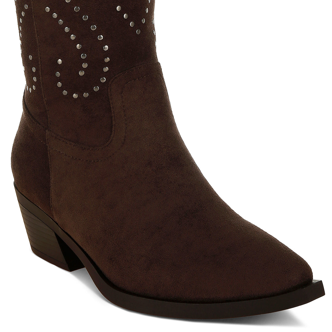 studs embellished cowboy boots#color_brown