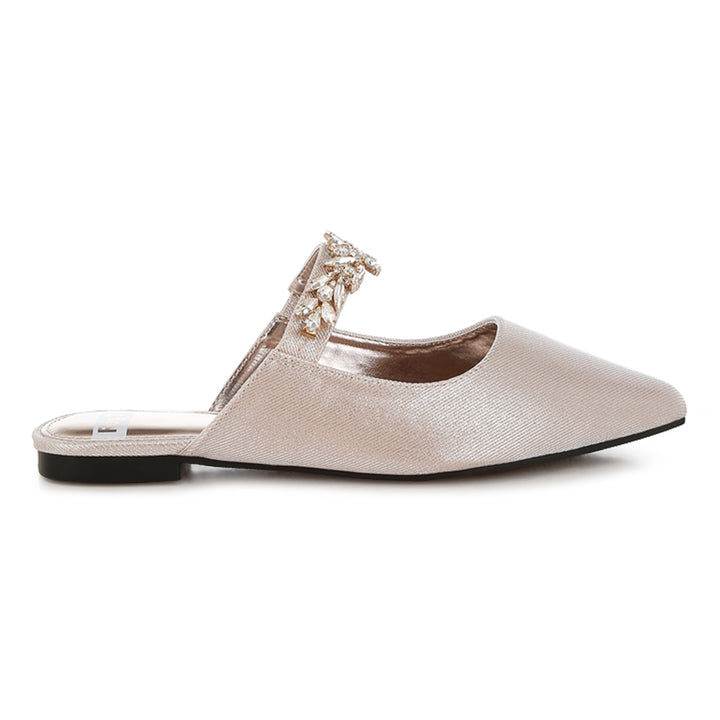 diamante strap glitter mules#color_beige