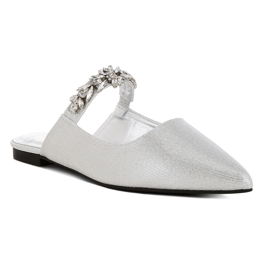 diamante strap glitter mules#color_silver