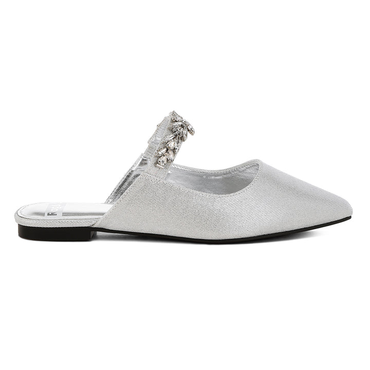 diamante strap glitter mules#color_silver