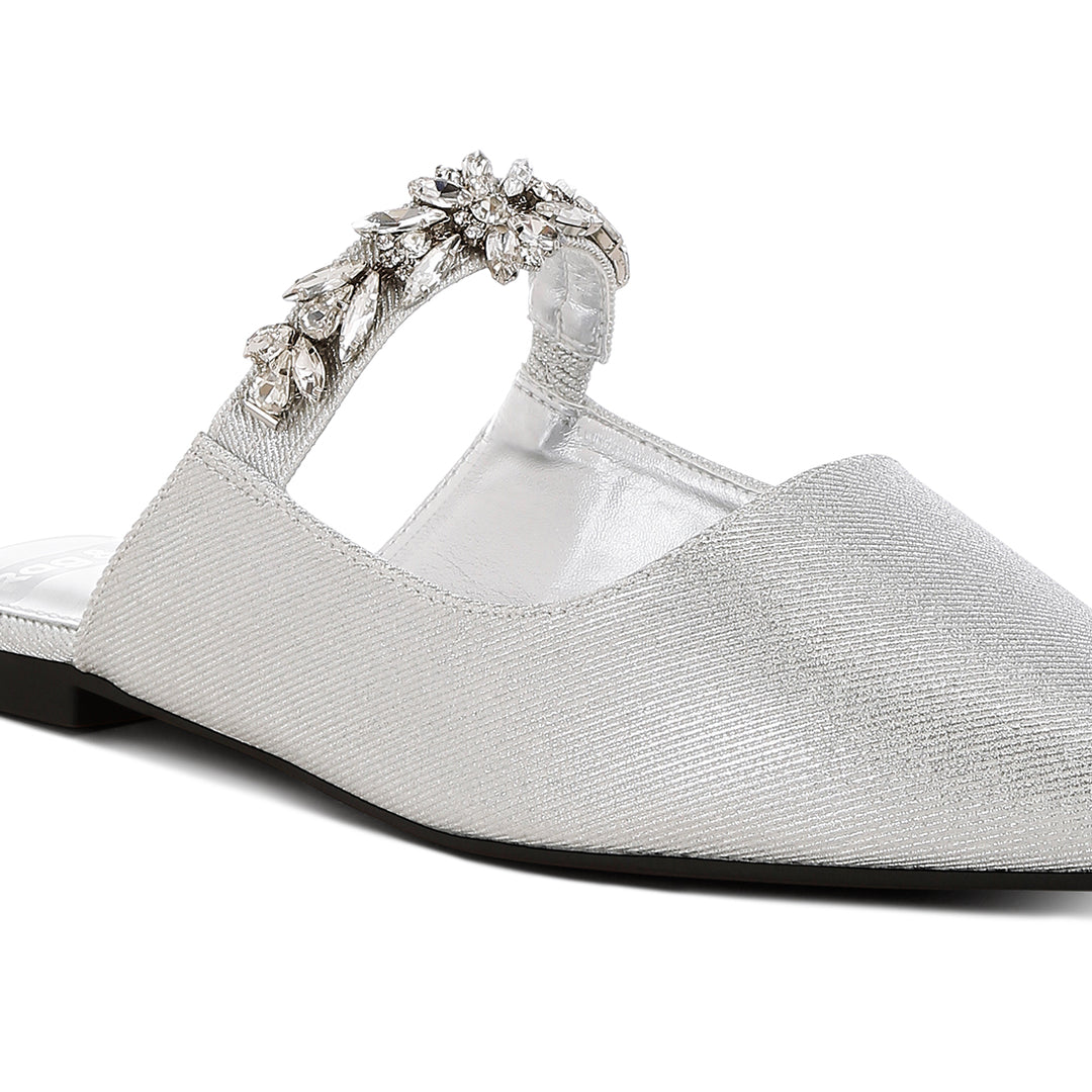 diamante strap glitter mules#color_silver