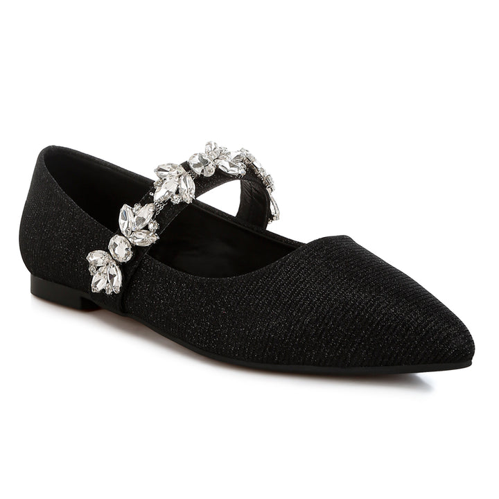 diamante brooch glitter ballerinas#color_black