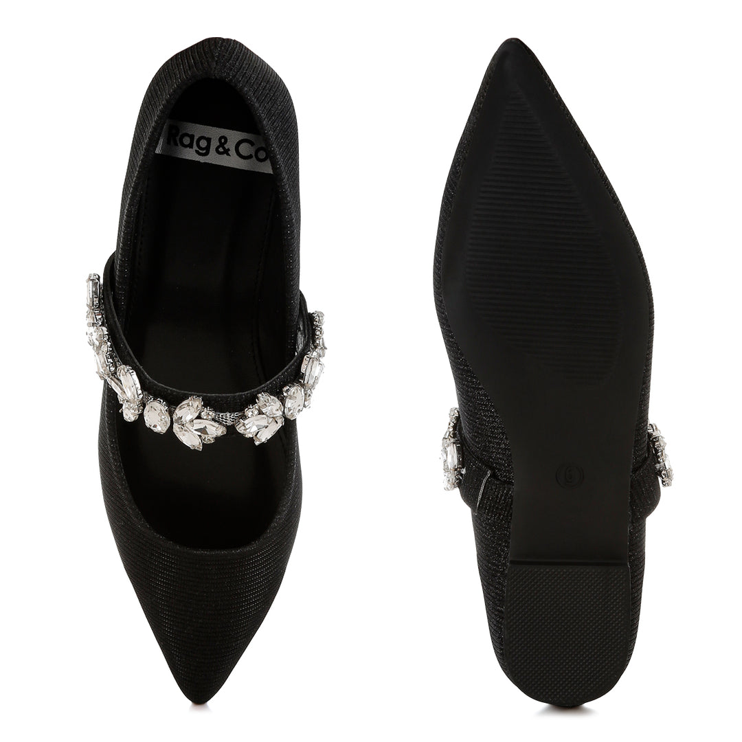 diamante brooch glitter ballerinas#color_black