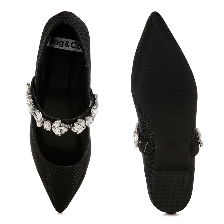 diamante brooch glitter ballerinas#color_black