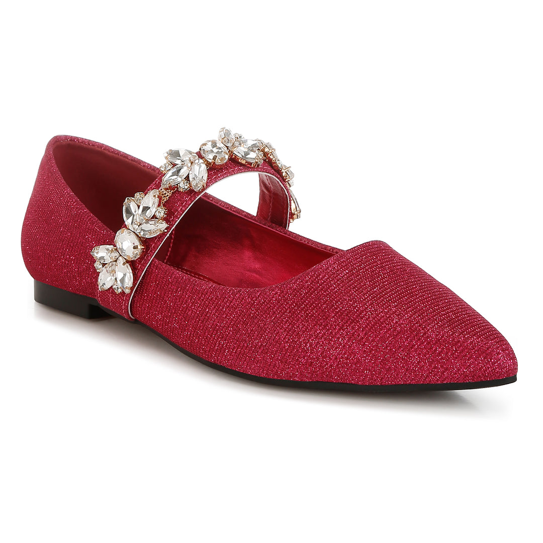 diamante brooch glitter ballerinas#color_fuchsia