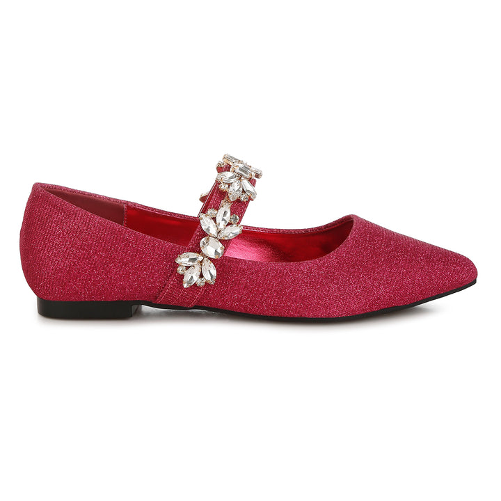 diamante brooch glitter ballerinas#color_fuchsia