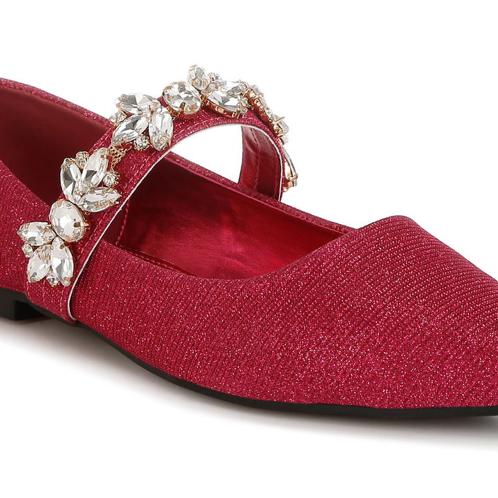 diamante brooch glitter ballerinas#color_fuchsia