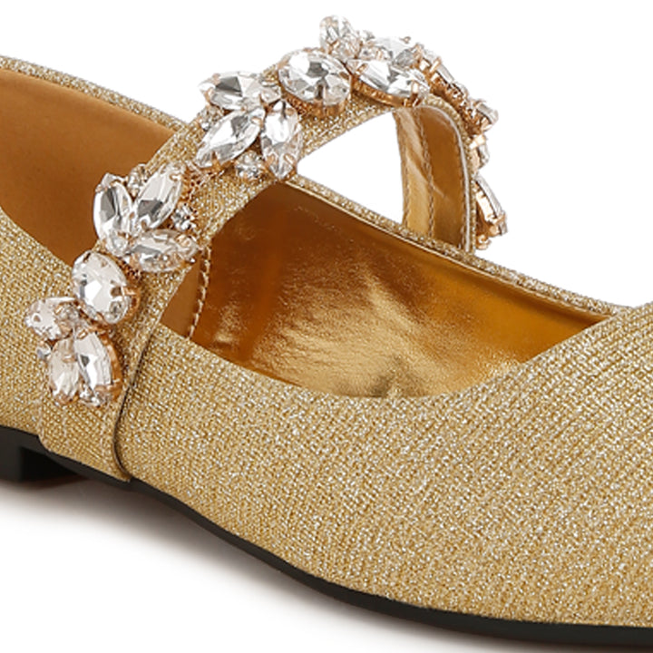 diamante brooch glitter ballerinas#color_gold