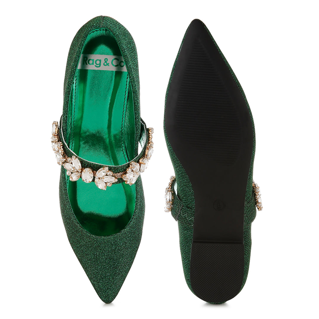 diamante brooch glitter ballerinas#color_green