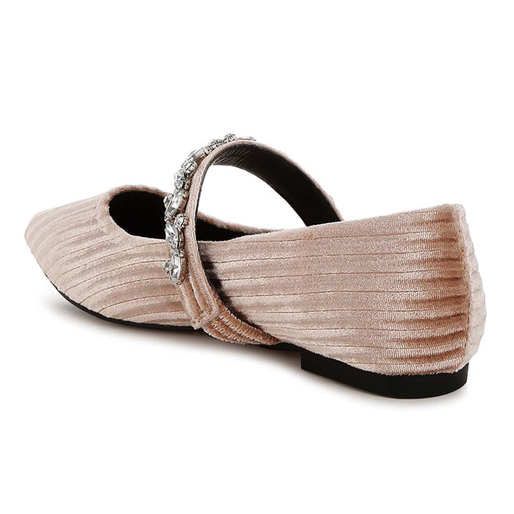 diamante brooch velvet ballerinas#color_beige