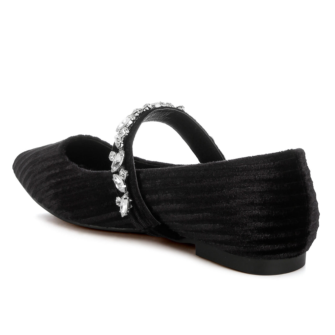 diamante brooch velvet ballerinas#color_black