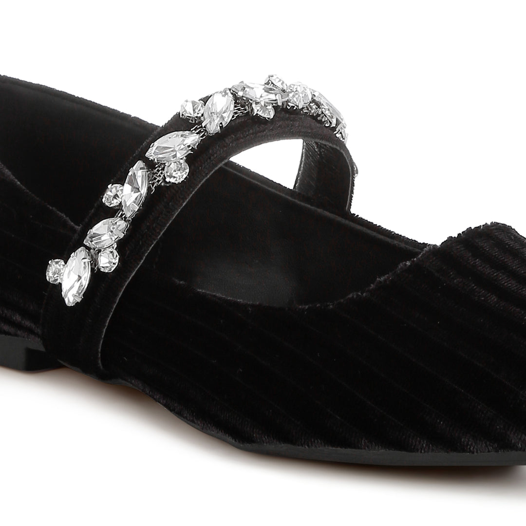 diamante brooch velvet ballerinas#color_black