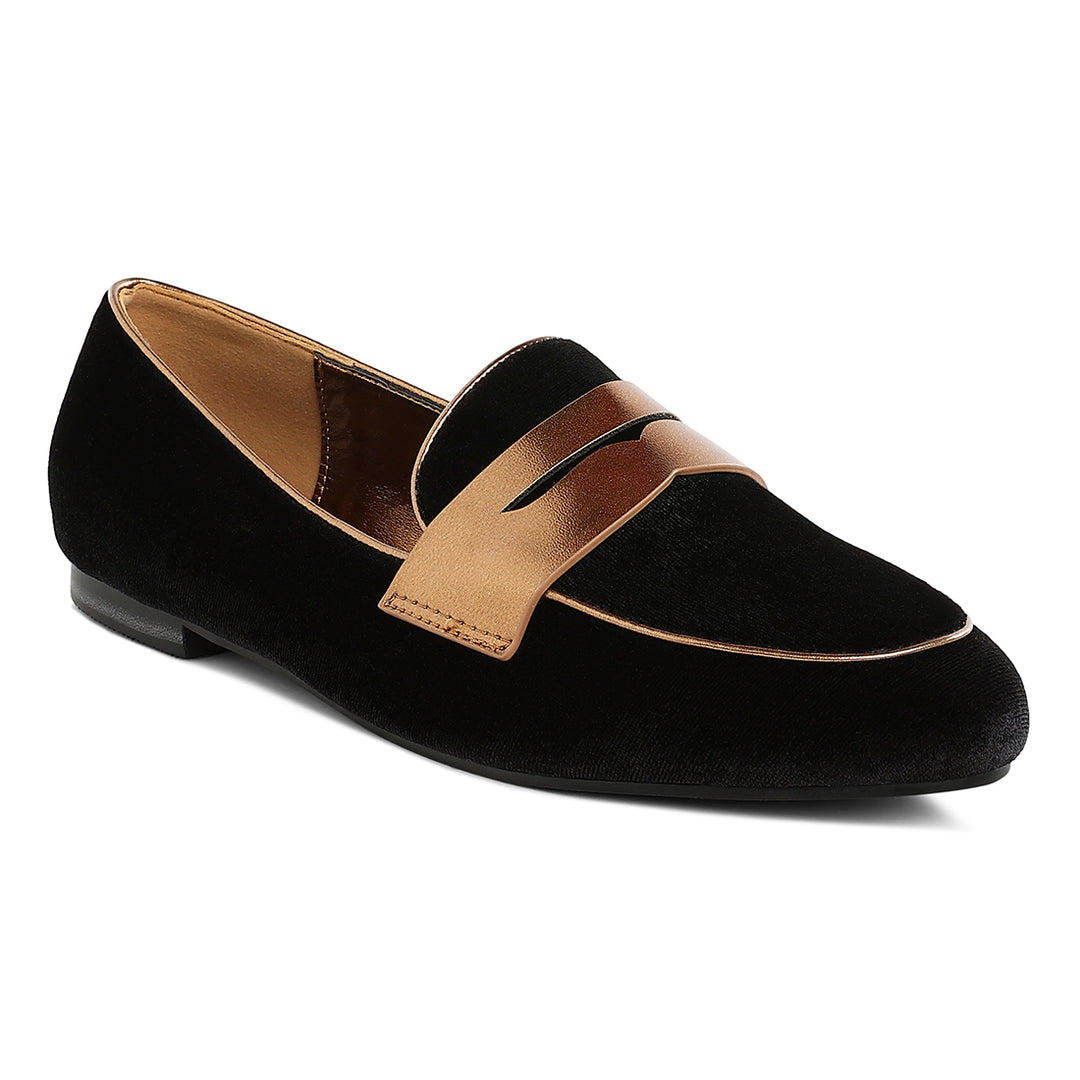 penny strap velvet loafers#color_black