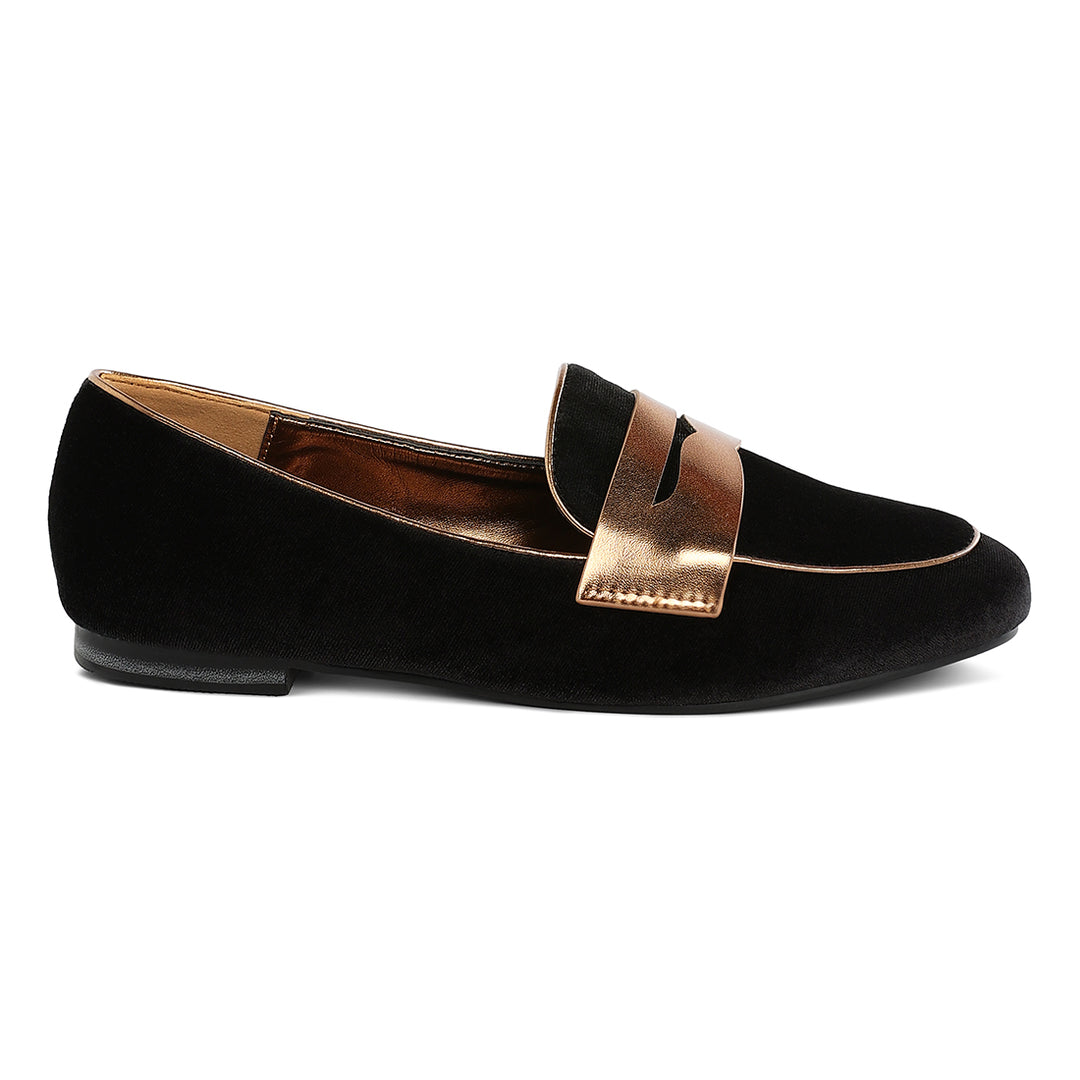 penny strap velvet loafers#color_black