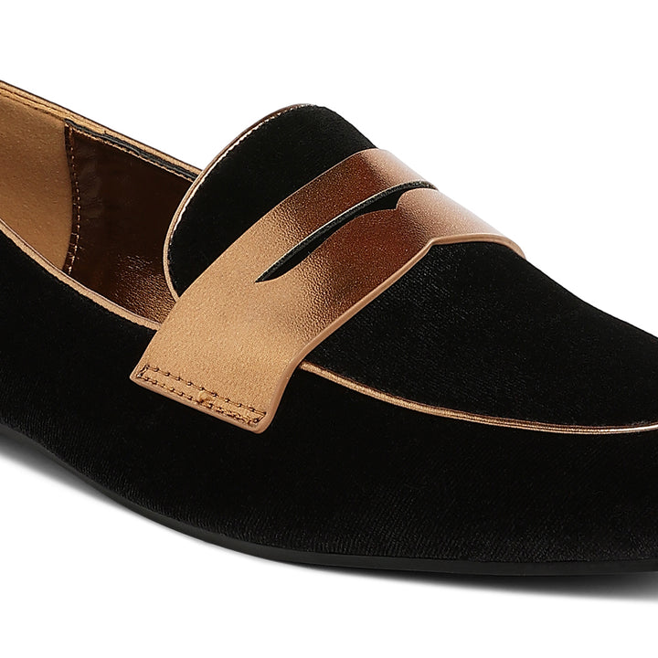 penny strap velvet loafers#color_black