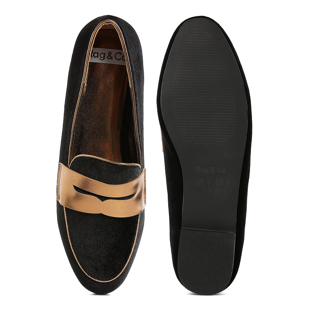 penny strap velvet loafers#color_black