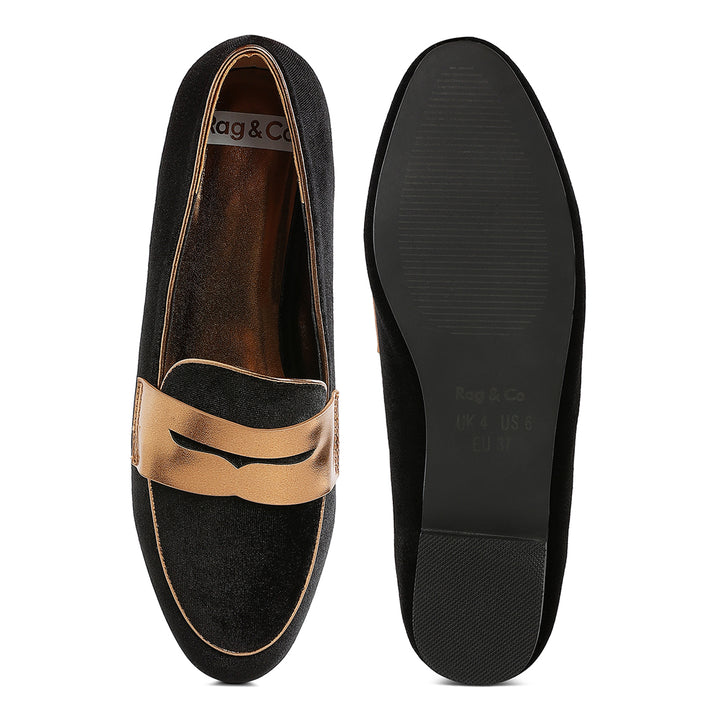 penny strap velvet loafers#color_black