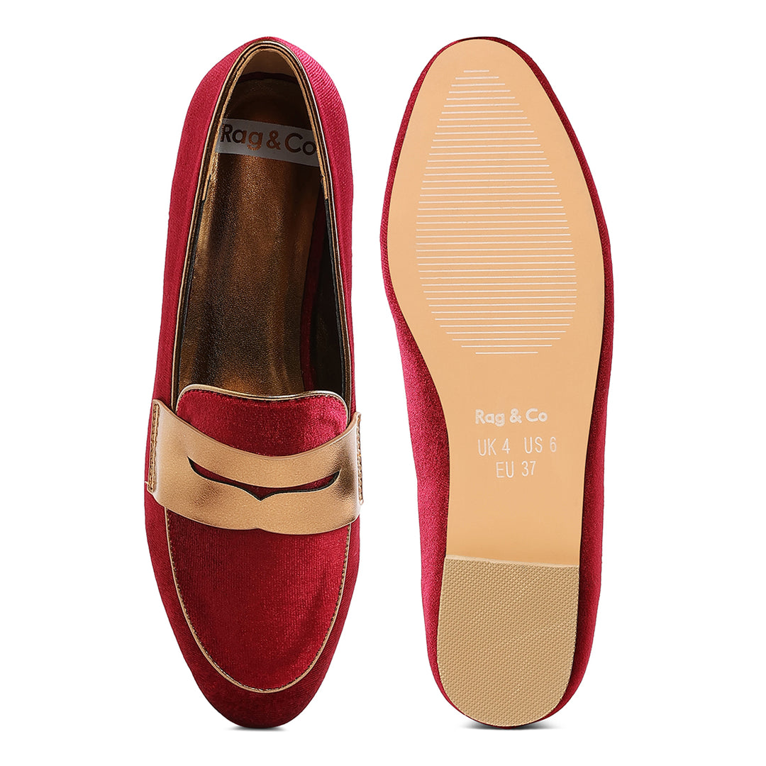 penny strap velvet loafers#color_burgundy