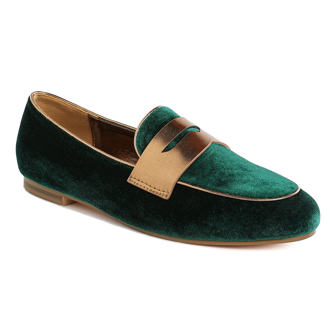 penny strap velvet loafers#color_green