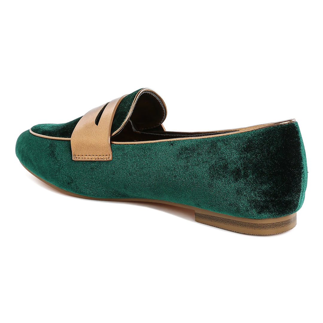 penny strap velvet loafers#color_green