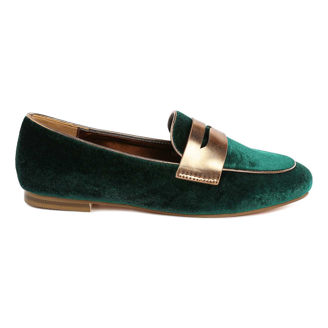 penny strap velvet loafers#color_green