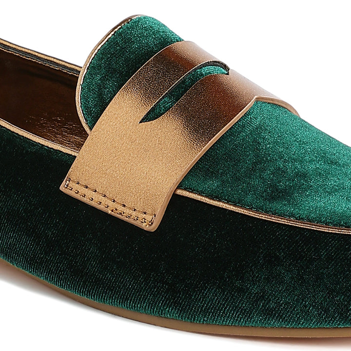penny strap velvet loafers#color_green