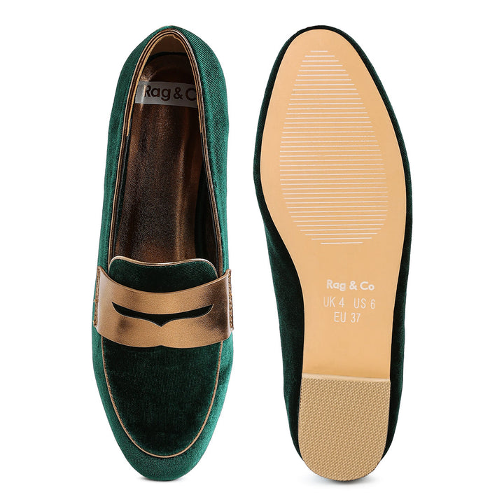 penny strap velvet loafers#color_green
