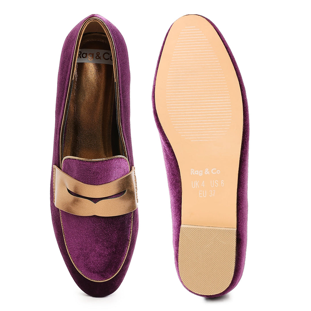 penny strap velvet loafers#color_purple