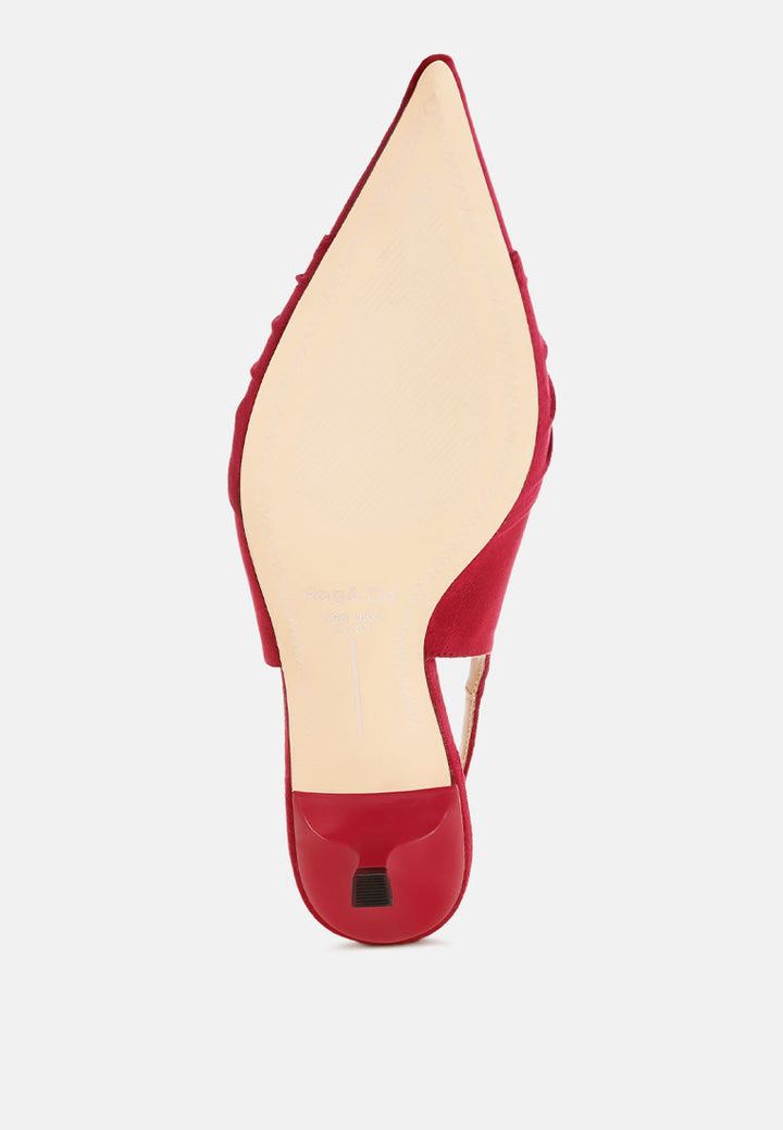 Women Ruched Pointed Toe Slingback Heels