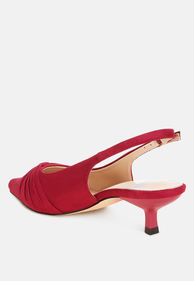 Women Ruched Pointed Toe Slingback Heels
