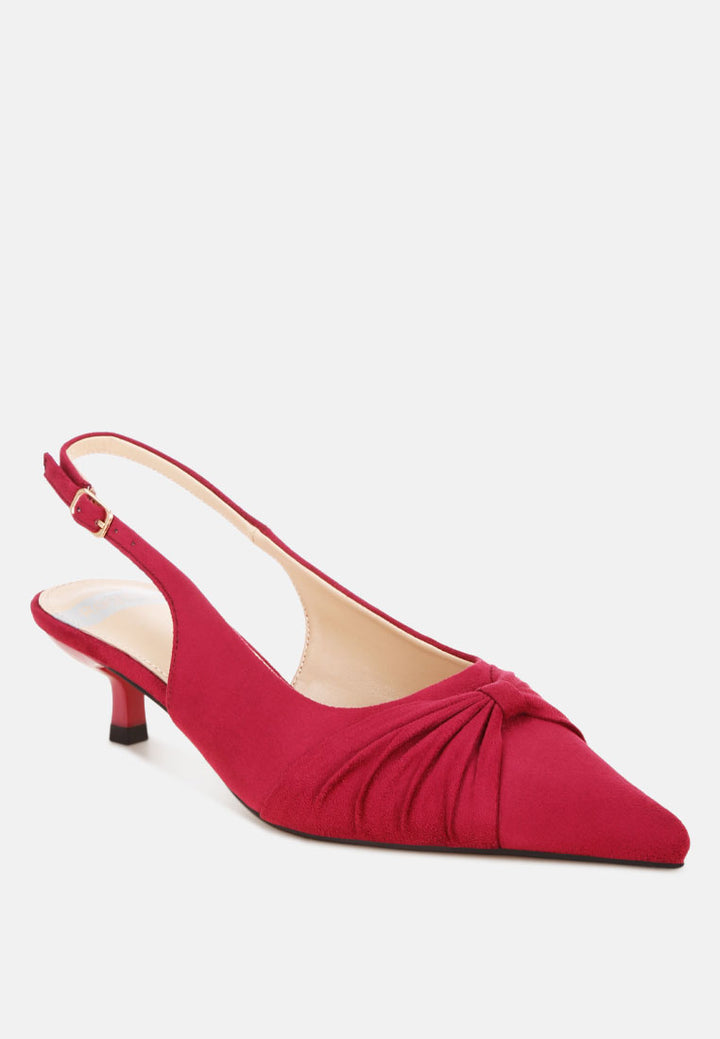 Women Ruched Pointed Toe Slingback Heels