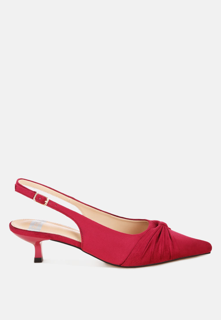 Women Ruched Pointed Toe Slingback Heels