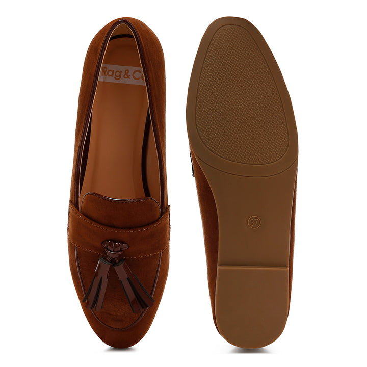 micro suede tassel loafers
#color_brown