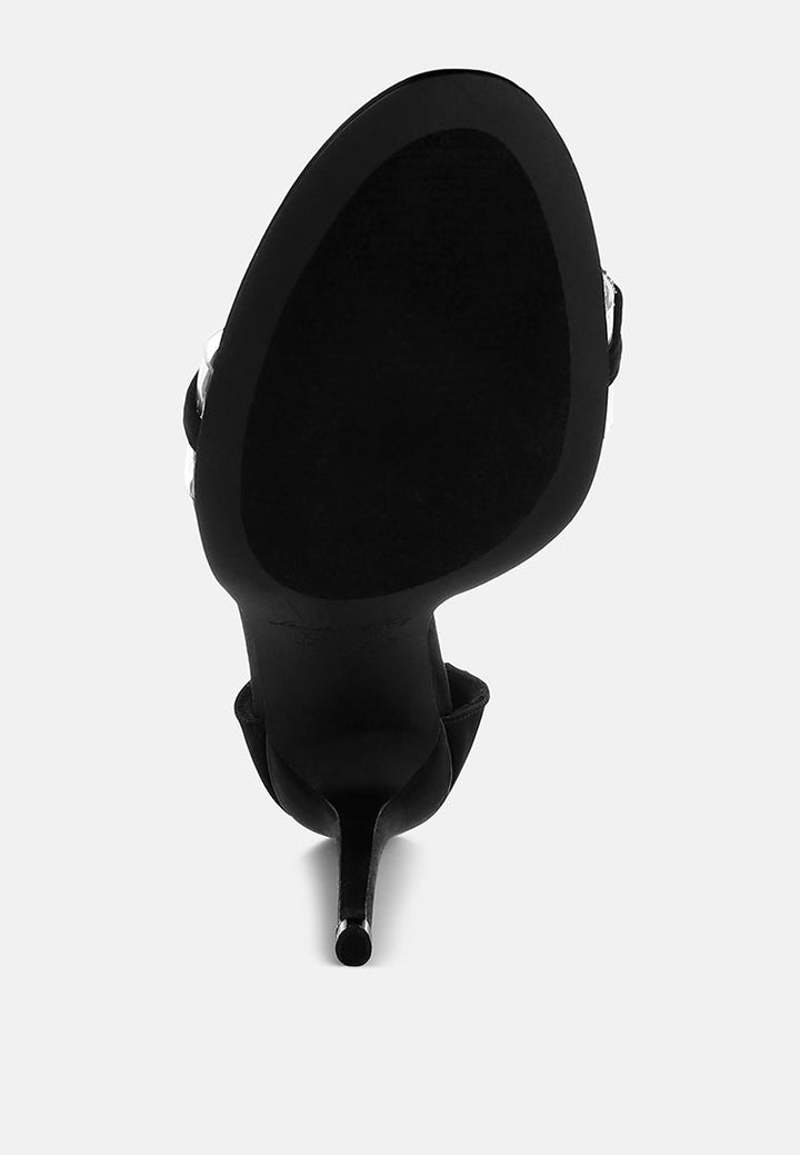 women rhinestones chain stiletto sandals#color_black