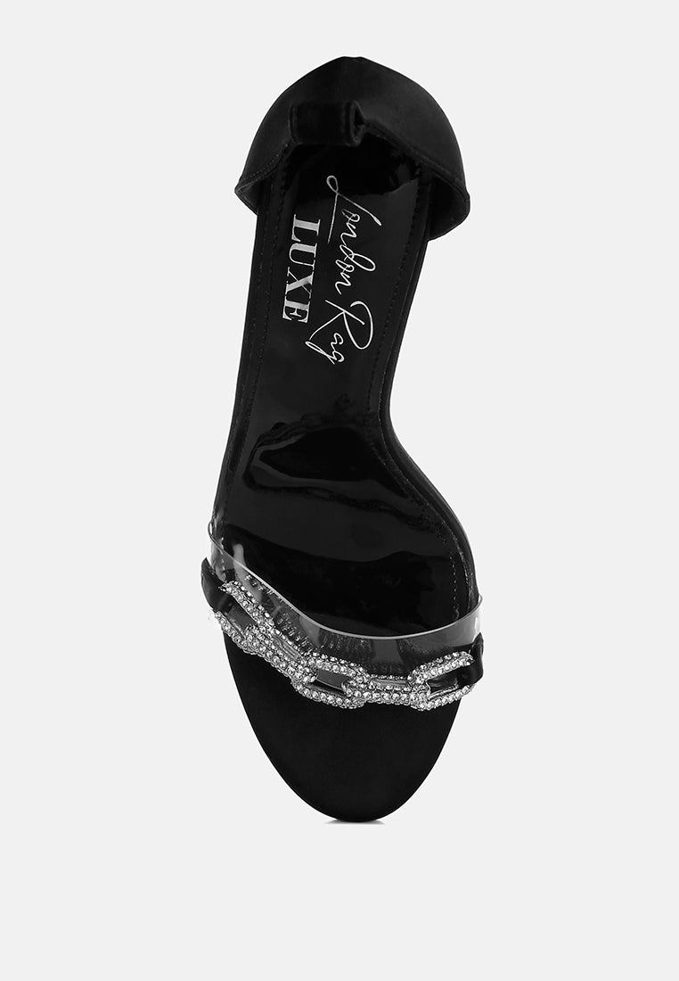 women rhinestones chain stiletto sandals#color_black