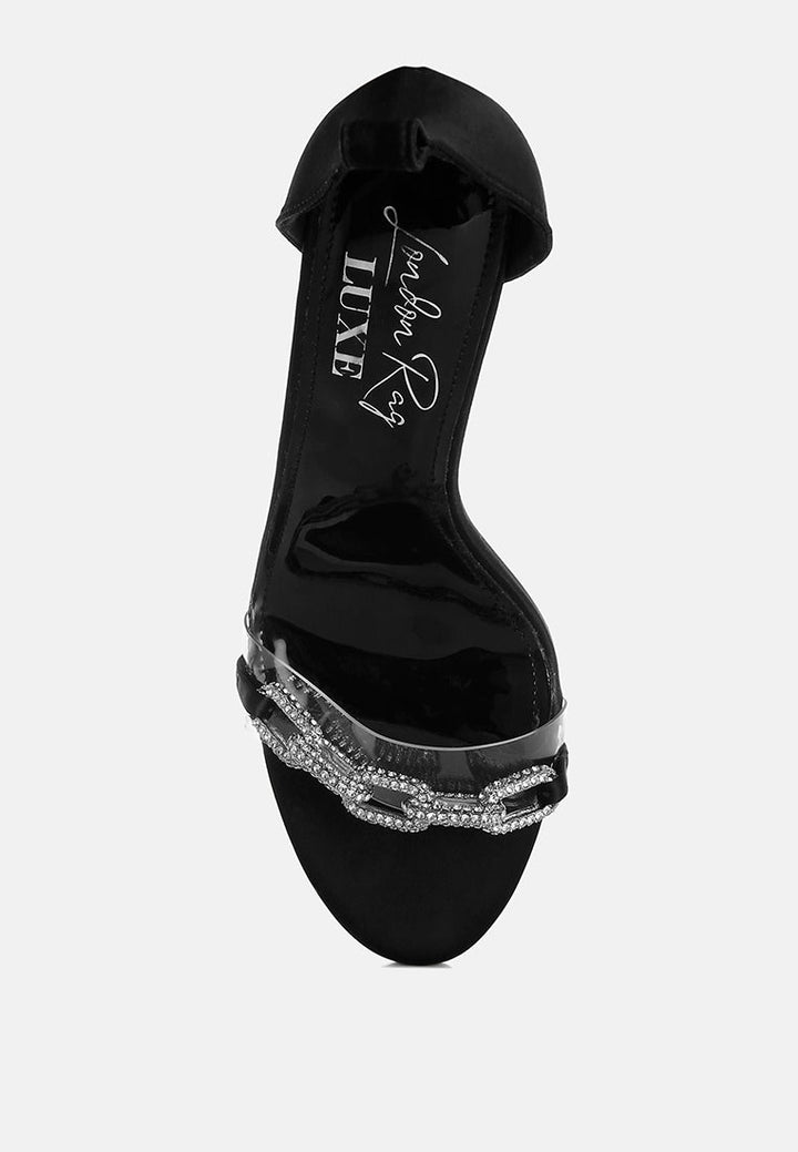 women rhinestones chain stiletto sandals#color_black